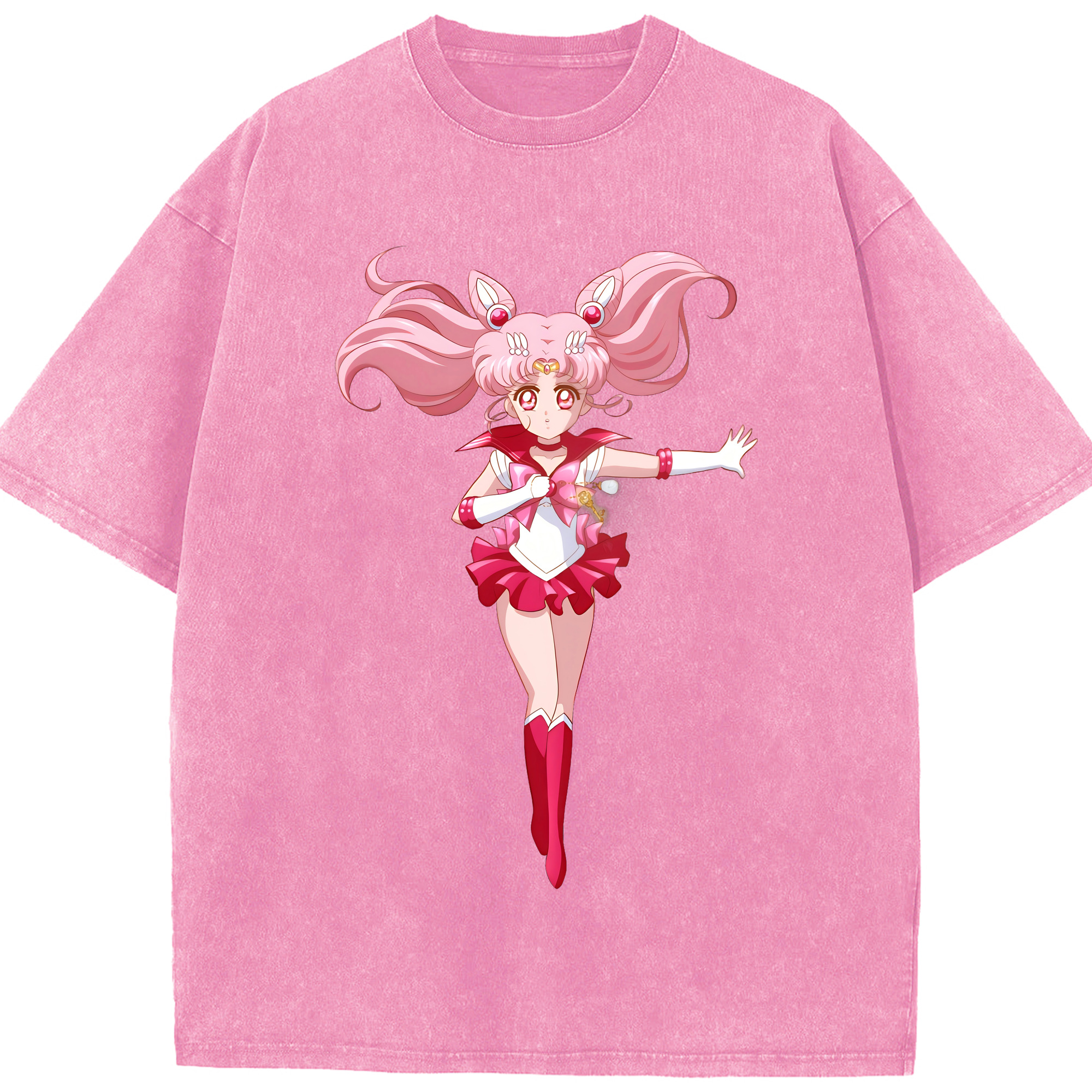 （画像用） 美少女戦士セーラームーン ちびうさ Sailor Moon Chibiusa Tsukino Usagi Small Lady Serenity 綿100% ヴィンテージ風 半袖Tシャツ（フロントプリント）